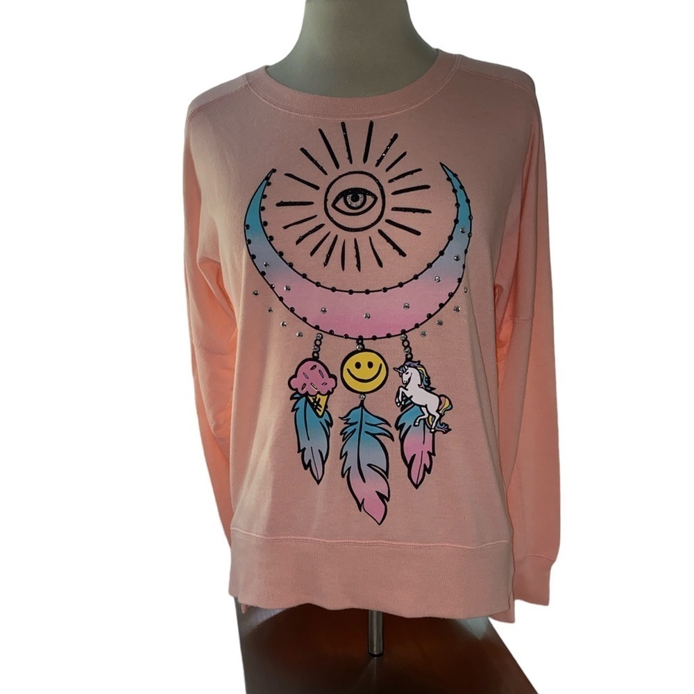 Rampage sweatshirt long sleeve dreamcatcher design longer in back Sz XSmall